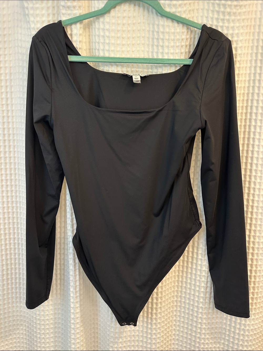 Black Long-Sleeve Scoop Neck Bodysuit